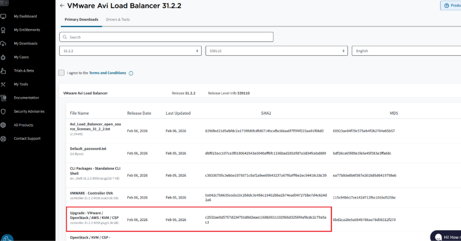 VMware Avi Load Balancer 3.12 해시값