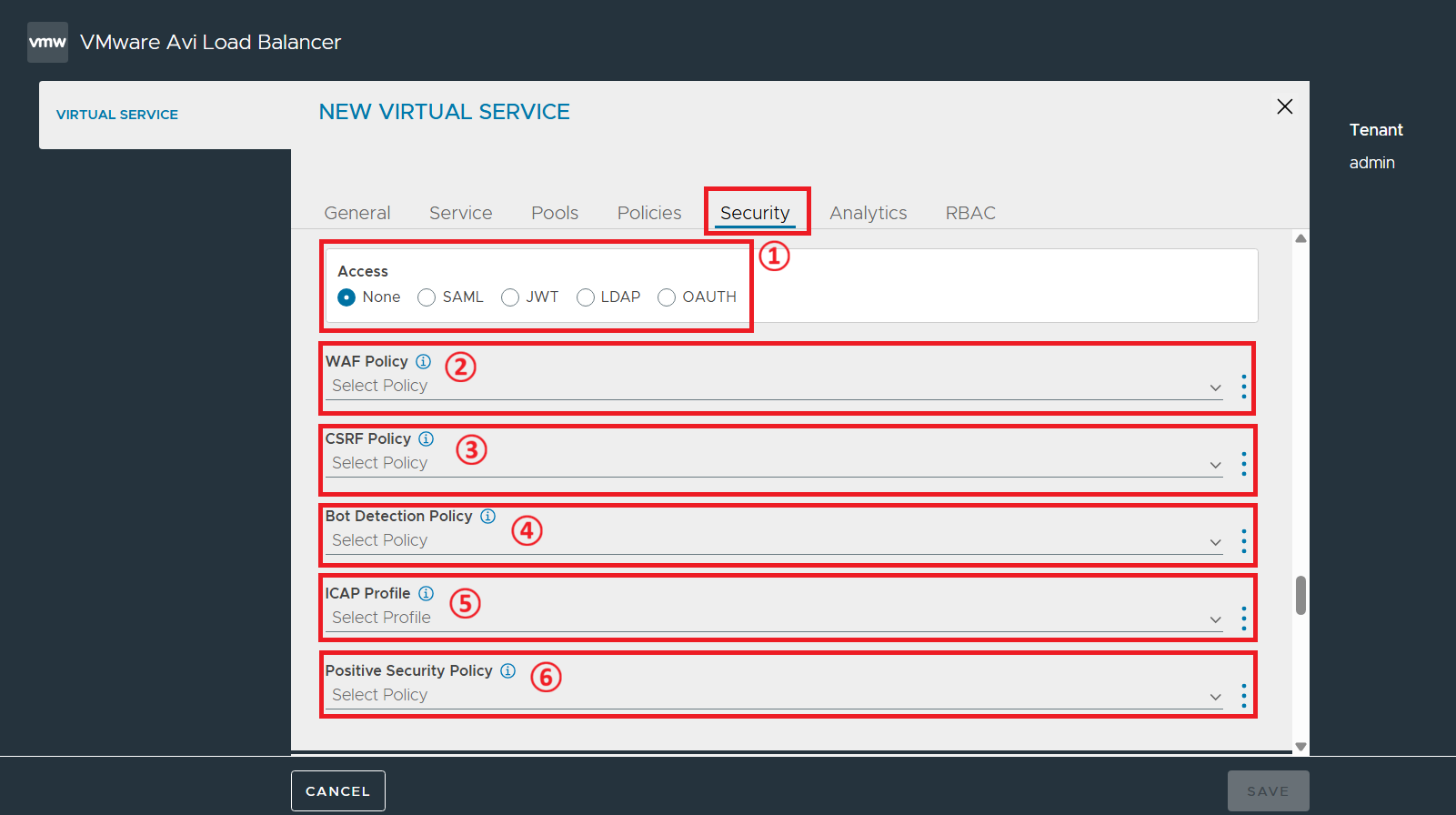 Virtual Services 화면