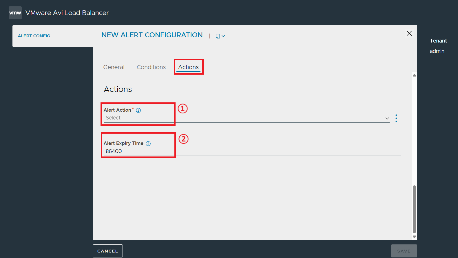 Alert Config 화면