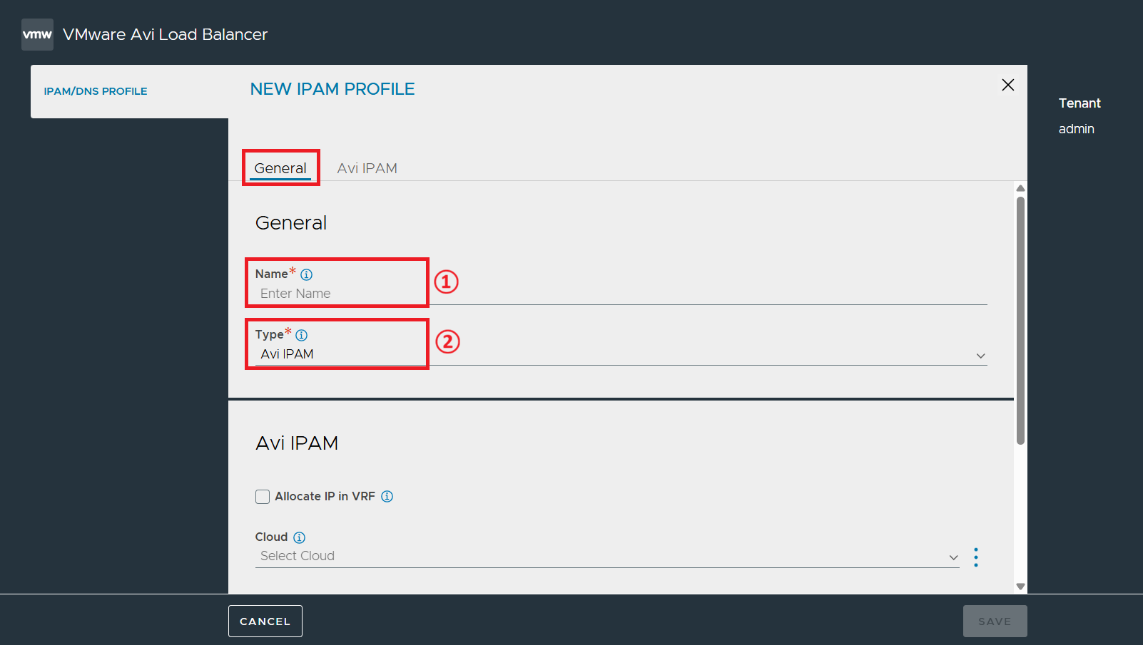 IPAM/DNS Profiles 화면