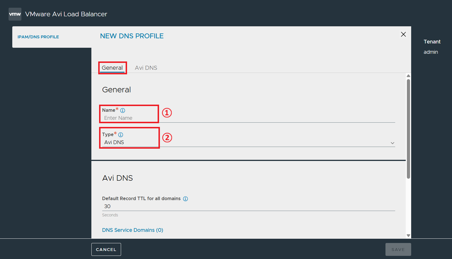 IPAM/DNS Profiles 화면