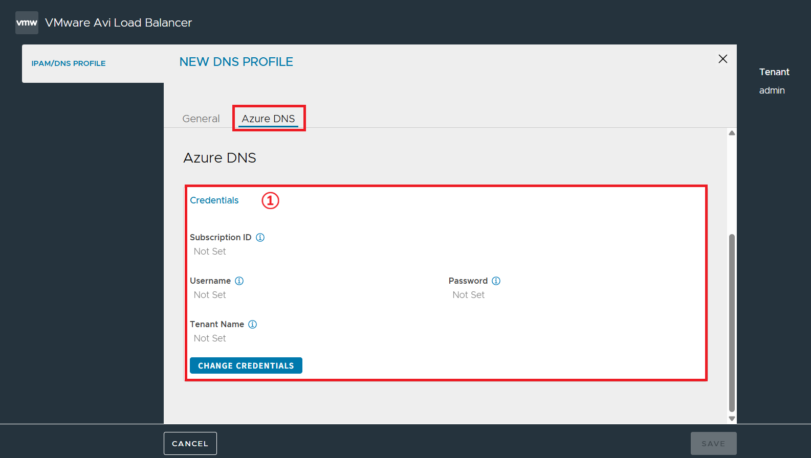 IPAM/DNS Profiles 화면