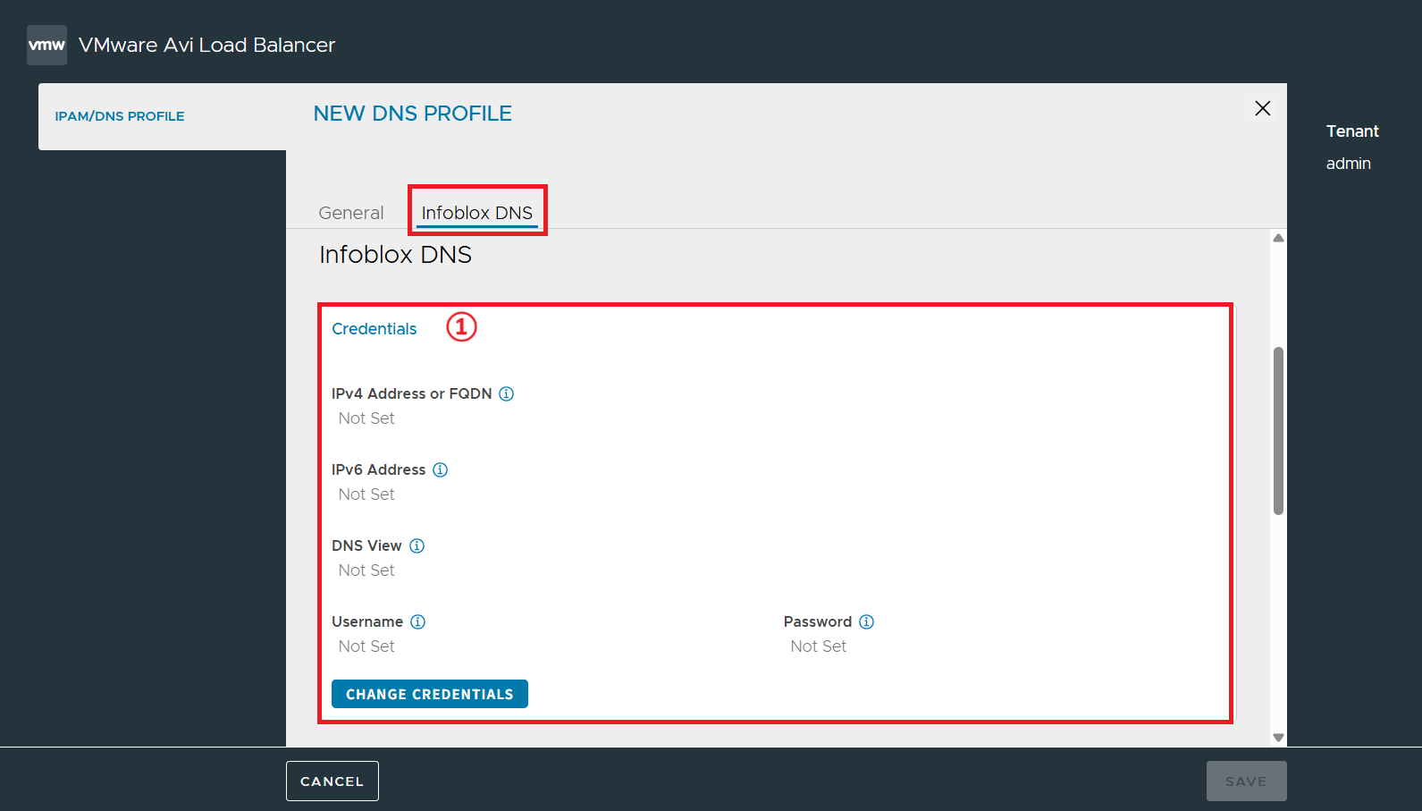 IPAM/DNS Profiles 화면
