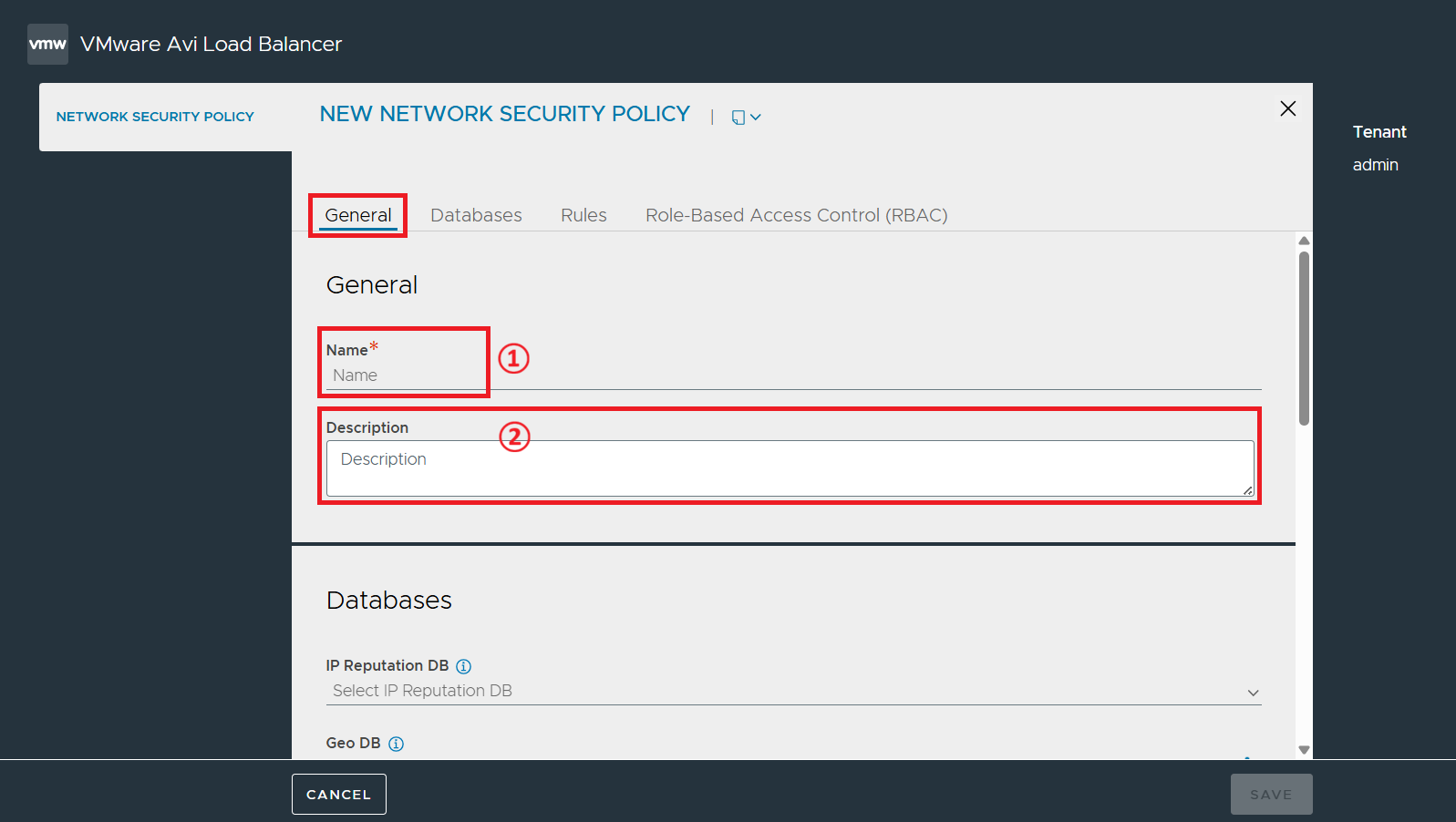 Network Security Policy 화면