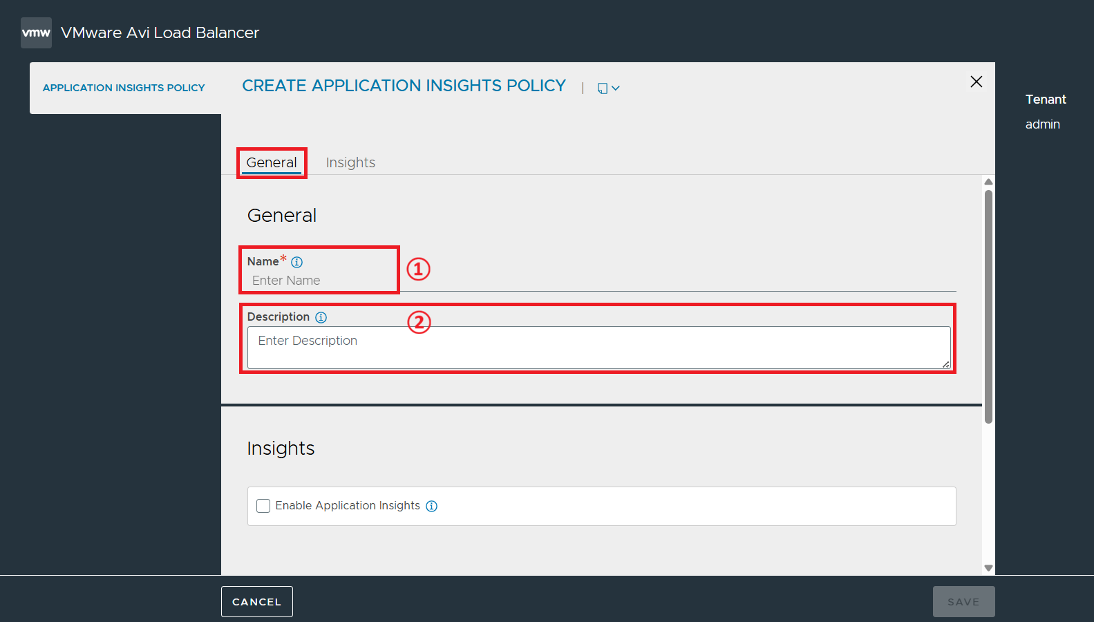 Application Insight Policy 화면