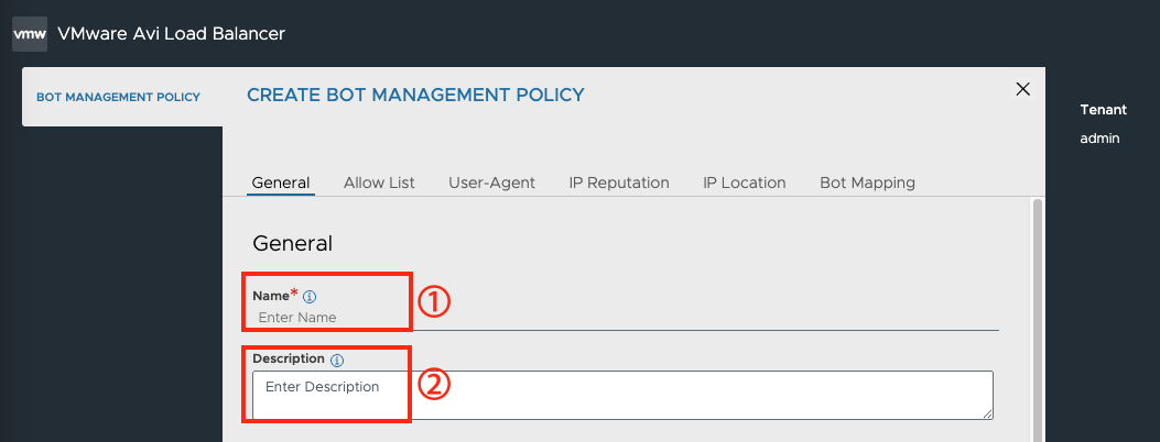 Bot Management Policy 화면