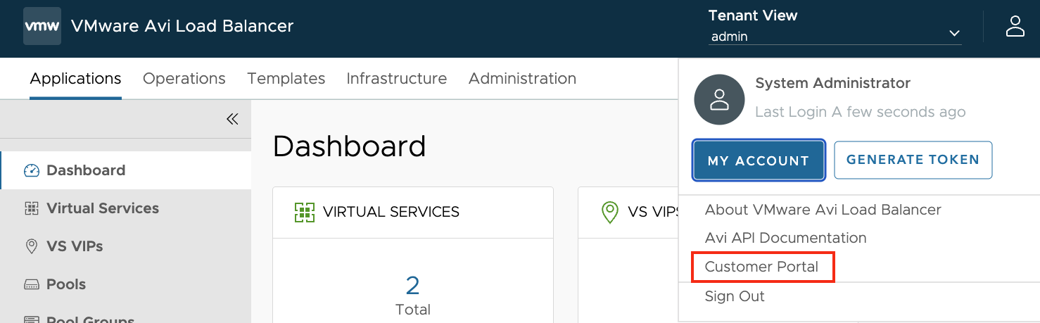 Customer Portal 화면