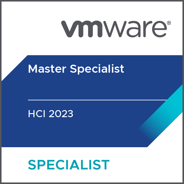 VMware Master Specialist HCI 2023 인증 배지.