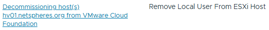 호스트 오프보딩 관련 문서 링크 이미지로, VMware Cloud Foundation에서 hv01 호스트를 제거하고 ESXi 로컬 사용자를 삭제하는 항목이 표시됨.